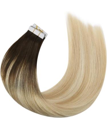 Moresoo Blonde Ombre Tape in Hair Extensions - 14 Inch Real Human Hair Balayage with Platinum Blonde Highlights - 20 Pieces/50g #2/27/613 - Buy Online on GoSupps.com