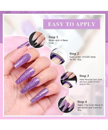 Morovan 6-Piece Gel Nail Polish Set - Glitter Silver Gold Soak-Off UV Gel Polish Kit in Gift Box - Sparkle Queen DIY Manicure - 10ml Each - Buy Online on GoSupps.com