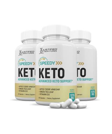 Justified Laboratories (3 Pack) Speedy Keto ACV Pills 1275MG Formulated with Apple Cider Vinegar Keto Support Blend Alternative to Gummies 180 Capsules