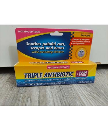 Pure-Aid Triple Antibiotic Ointment with Pain Relief | Bundle of 3 .33 oz Tubes - Buy Online on GoSupps.com