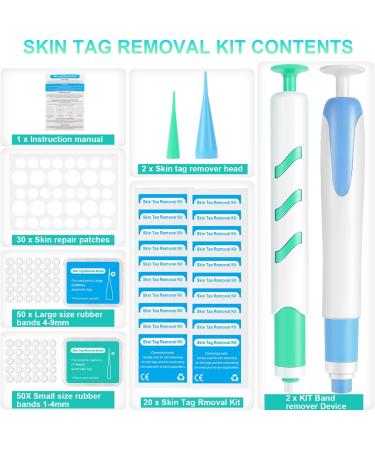 New Version Auto Skin Tag Remover Kit 2-Set Painless Skin Tag Removal Kit Tools for (1-9mm) Skin Tags (includes 100 Removal Bands & 36 Repair Patches & 20 Pcs Cleansing Wipes) Blue Green 2pcs Kit - Buy Online on GoSupps.com
