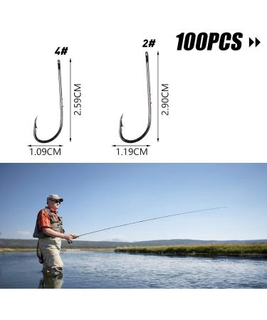 Buy 100PC Fishing Bait with Barbs & 2 Bait Holders - Durable Hard Steel Long Shaft Hooks Jig-Fishing 4/0 - International Shipping Available - Buy Online on GoSupps.com