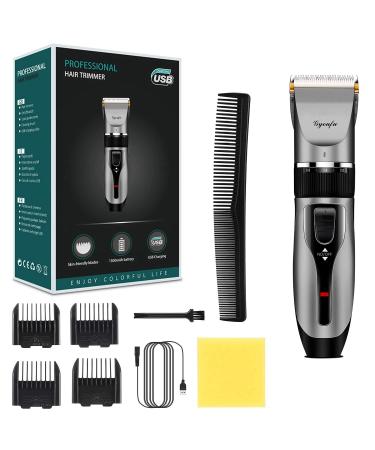 Hair Clippers for Men Hair Cutting Kit Electric Rechargeable Beard Trimmer Cordless Beard Shaver for Pet Dogs Baby Kids with Guide Combs (Black A2)