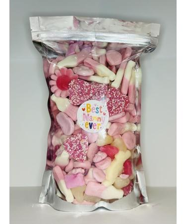 Best Nanny Ever Pink Filled Pick N Mix Sweet Treat Pouch Birthday Present Gift Mothers Day 600g - Buy Online on GoSupps.com