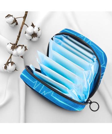 MUOOUM Portable Sanitary Napkin Storage Bag | Blue Cardiogram Print | Menstrual Cup Pouch for Women | Multi-colored 1 - Buy Online on GoSupps.com