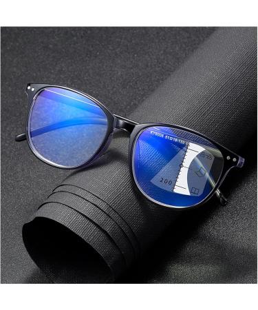 Retro Anti-Blue Light Multifocus Glasses for Men & Women - Ultra-Light Comfortable High-Resolution Reading Glasses in Outer Black & Inner Blue (Size: 1.00) - Buy Online on GoSupps.com