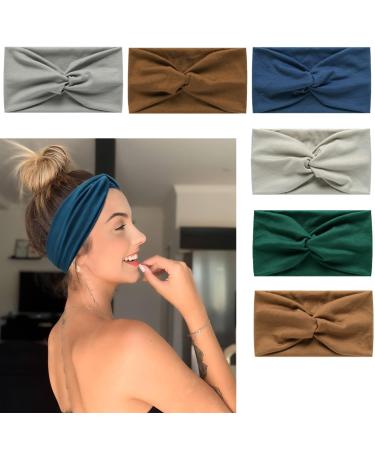 Head Scarfs for Women Wide Headbands Boho Fashion Knotted Hairbands for Adult Women Fashion Bandanas Yoga Sport Hair Accessories (6NColorGreen)