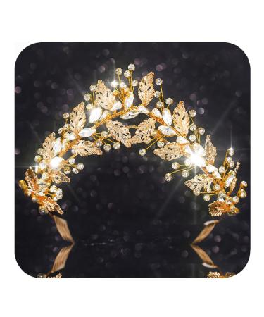 Fashband Rhinestone Leaf Headband Gold Crystal Headpiece Bride Wedding Hair Accessories for Women