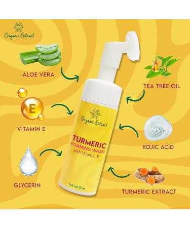 Turmeric Skin Brightening Face Wash - 5 fl oz | Daily Moisturizer & Gentle Cleanser with Kojic Acid Vitamin E & Aloe Vera for All Skin Types - Buy Online on GoSupps.com