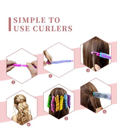 30pcs Heatless Hair Curlers Rollers for Spiral Curls Styling Kit | No Heat Curlers for Women & Girls | 12 Inch (Pack of 30) - Buy Online on GoSupps.com