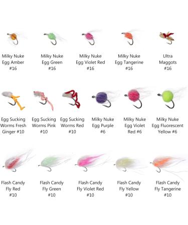 BASSDASH 57pcs Steelhead Salmon Trout Fishing Flies Kit with Fly Box - Barbed Barbless Hooks for Dry Wet Nymphs Streamers Eggs Lures - Buy Online on GoSupps.com