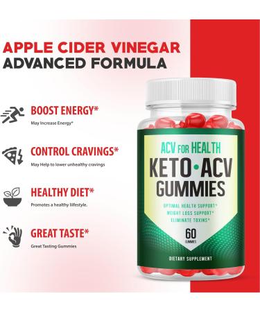2 Pack ACV for Health Keto Gummies - Weight Loss with Apple Cider Vinegar - Vegan Formula with B12 & B6 (120 Gummies) - Buy Online on GoSupps.com