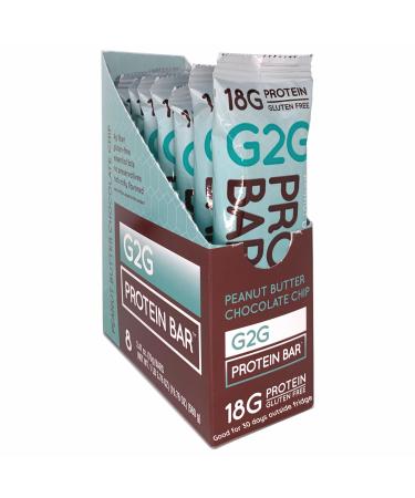 G2G Protein Bar, Peanut Butter Chocolate Chip, Real Food, Refrigerated for Freshness, Healthy Snack, Delicious Meal Replacement, Gluten-Free, 8 Count (Pack of 8)