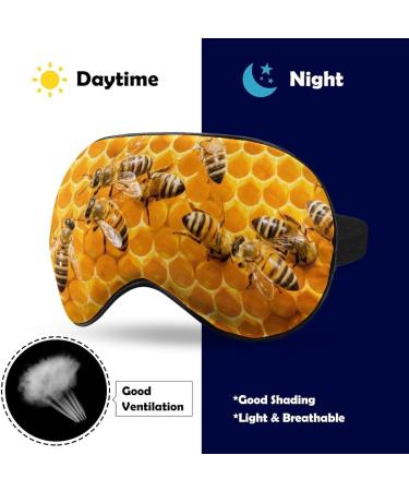 Honey Bees Hive Sleep Mask - Adjustable Blindfold for Sleeping & Travel - Men's and Women's Eye Cover for Nighttime Relaxation - Buy Online on GoSupps.com