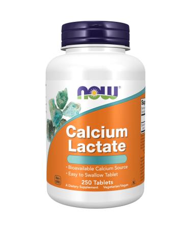 Now Foods Calcium Lactate High Dose 250 Tablets Lab-Tested Gluten Free Vegetarian SOYA Free Non-GMO