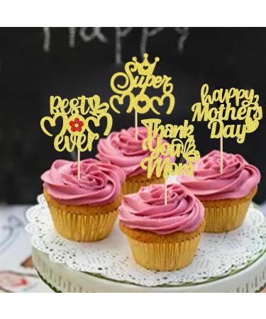 Keaziu 24 Pack Happy Mothers Day Cupcake Toppers Butterfly Best Mom Cupcake Picks Mom's Theme Happy Mother's Day Women Birthday Party Cake Decorations Supplies flower - Buy Online on GoSupps.com