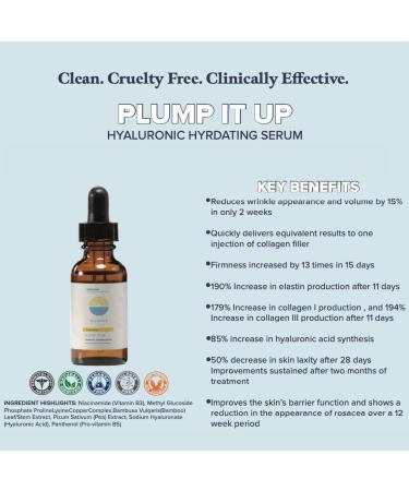 SUNNIE Plump it Up Hyaluronic Acid Serum - Anti-Aging Hydrating Face Serum for Wrinkles 1 fl oz - Buy Online on GoSupps.com