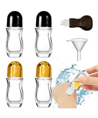 HVSSY 6 Pack Glass Essential Oil Roller Bottles Travel Refillable Roll on Perfume Bottles with Caps 30ml Clear Perfume Bottles with Opener Funnel for Essential Oils Perfume Cosmetics