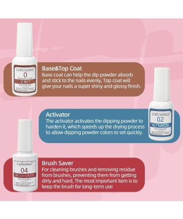Dipping Powder Liquid Set Nail Dip Powder Liquid with 15ml 2 in 1 Base & Top Coat Activator and Brush Saver for Dip Powder Starter Kit No UV/LED Nail Art Manicure for Home DIY Salon - Buy Online on GoSupps.com