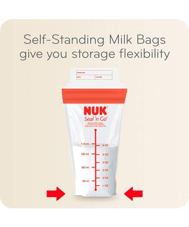 NUK Seal 'n Go Breast Milk Bags 100 Pre-Sterilized Storage Bags 6 oz (180 ml) Each - Buy Online on GoSupps.com