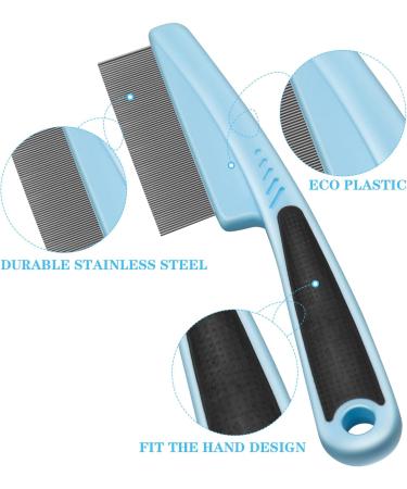 Eruinfang 2PCS Flea Comb for Cat Dog Fine Teeth Lice Combs Metal Head Pet Comb Tear Stain Remover Combs Grooming Comb for Dogs Cats Blue Green 18*4.5cm&8.8cm x 5cm - Buy Online on GoSupps.com