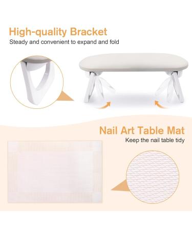 Subay Nail Arm Rest - Foldable PU Leather Cushion for Acrylic Nails | Nail Art Accessories for Salon & Home Use - Light Gray - Buy Online on GoSupps.com