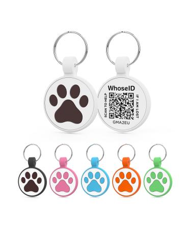 Whoseid QR code Cat brand modifiable pet online profile several emergency contacts scanning QR code immediate location e-mail notification collar accessories (medium to large medium to large BREEDS-1.25 "White/Opulent garden
