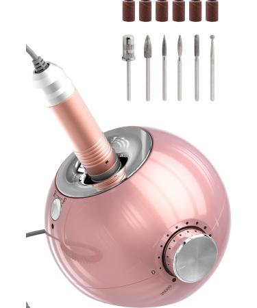 Delanie Spherical Nail Drill Machine 35,000 RPM Rechargeable for Acrylic Nails and Natural Nails, Cordless Portable Electric Nail File Efile, Rose Gold Rechargeable Rose Gold