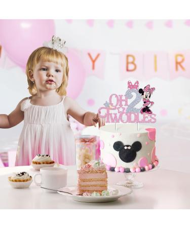 Mouse Oh Twodles Cake Topper for Girls Pink Glitter Mouse Second 2nd Birthday Cake Topper with Pink Bows for Girls Birthday Party Decorations Supplies(Double-sided) Silver&pink (Silver&pink) - Buy Online on GoSupps.com