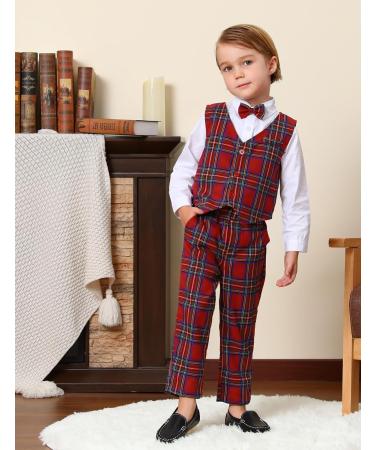 Mint Green Baby Boys Gentleman Suit Set | Red Plaid | 12-18 Months - Buy Online on GoSupps.com