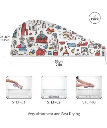 City Elements Hair Towel 2 Pack - Super Absorbent Quick Dry Hair Turbans for Women & Girls | Perfect Hair Drying Solution - Buy Online on GoSupps.com