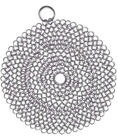 SUJAYU Cast Iron Cleaner, 7 Inch 316L Stainless Steel Chainmail Scrubber for Cast Iron Pan Skillet Dutch Dishes Seasoning Protection Cookware Accessories