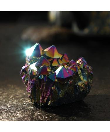 Buy Nupuyai Titanium Coated Bergkristall Druse | Irregular Quartz Geode for Reiki & Feng Shui Decoration - Multicolored Crystal Cluster - Buy Online on GoSupps.com