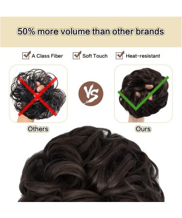 Sofeiyan Messy Bun Hair Piece Plus Size Synthetic Curly Updo Chignon - L-Light Ash Brown Mixed Golden Brown | Hairpiece Extensions for Women & Girls - Buy Online on GoSupps.com