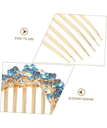 Angoily Diamond ponytail top clip hair comb alloy Korean version decorate hairpin rhinestones headgear back of head spring petal hair comb issue card hair jewelry large bride Hair up - Buy Online on GoSupps.com