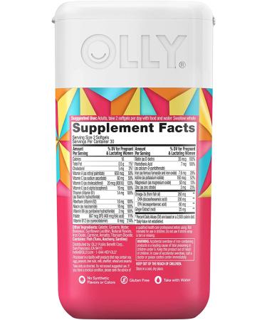 OLLY Ultra Strength Prenatal Multivitamin Softgels | Supports Healthy Growth, Brain Development, Iron, Folic Acid, Choline, DHA, Vitamins C & E | 30 Day Supply - 60 Count - Buy Online on GoSupps.com