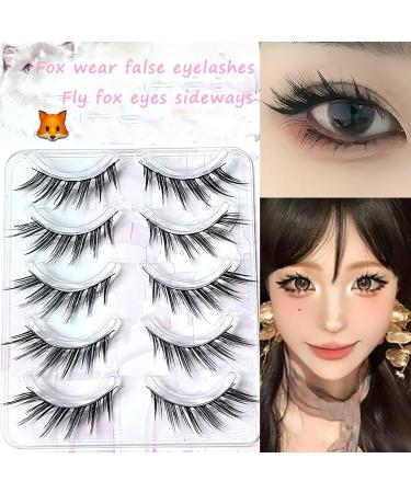 Wild natural hair flu false eyelashes One piece fox eyelashes 12mm Fox eyelashes 5 pairs (complimentary tweezers + glue) - Buy Online on GoSupps.com