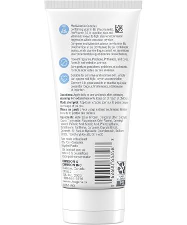 Neutrogena Fragrance Free Daily Facial Moisturizer Face & Neck Moisturizer for Sensitive Skin with Vitamin B3 Pro-Vitamin B5 & Vitamin E Supports Skin's Dynamic Barrier 100ml - Buy Online on GoSupps.com