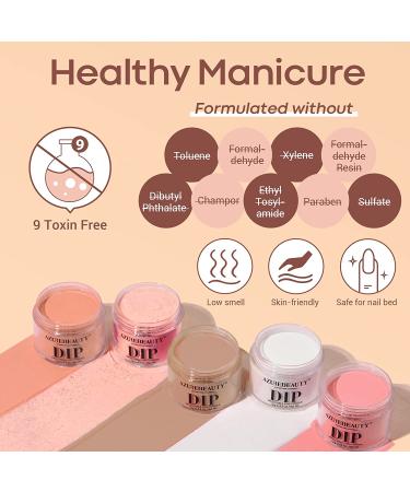 AZUREBEAUTY 17Pcs Dip Powder Nail Kit Starter - Nude Skin Tones, Champagne Glitter, Pink Neutral - Acrylic Dipping Powder Set for French Nail Art - Beginner Manicure Set with Base/Top Coat - Buy Online on GoSupps.com