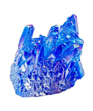 Kyeygwo natural mountain crystal titanium coated crystal quartz cluster specimen gem figure decoration irregular nature healing reiki stone decoration royal blue 30 x 17x 15 mm - 70 x 45 x 60 mm royal blue - Buy Online on GoSupps.com
