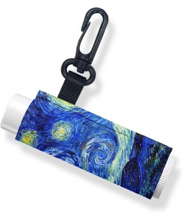 Shop Pseasysky Van Gogh Starry Night Chapstick Holder | Keychain Clip-on Lip Balm Pouch for Women & Girls - Buy Online on GoSupps.com