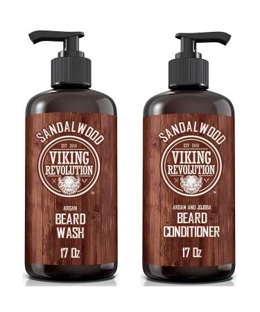 Beard Wash & Conditioner Set - 17 oz (Pack of 2) - Argan & Jojoba Oils - Softens & Strengthens - Natural Sandalwood Scent - Beard Shampoo w/ Oil - Buy Online on GoSupps.com