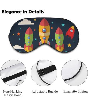 LynaRei Large Outer Space Sleep Mask - Rockets, Telescope, Planets Blindfold for Full Night's Sleep - Elastic Blackout Eye Mask for Travel and Nap - Style-5 - Buy Online on GoSupps.com