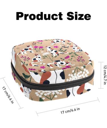 Stylish Menstruation Pad Bag with Zipper - Cute Cat & Flower Design for Women & Girls - Perfect for Tampons & Napkins - Buy Online on GoSupps.com