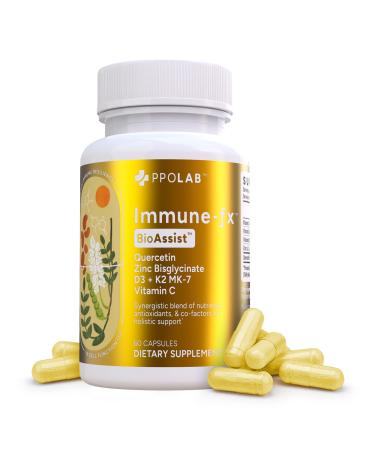 PPO Lab - BioAssist Immune-Fx Immune Boosters for Adults Immune System Support Supplement Quercetin with Vitamin C and Zinc D3 & K2 MK7 Broad Spectrum Lung Support Supplement 60 Capsules