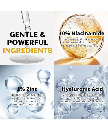 Niacinamide 10% + Zinc 1% Serum for Women - Niacinamide Serum for Face - Controls Oil Shrinks Pores Reduces Redness & Tones Skin - Deeply Hydrating Gentle for All Skin Types - Buy Online on GoSupps.com