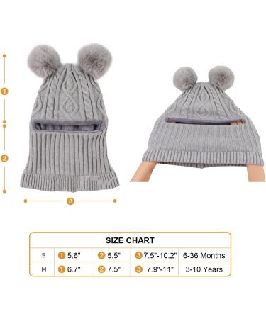 XIAOHAWANG Winter Warm Kids Hood Hat with Fleece Lining - Gray Pompom | For Boys & Girls 3-10 Years - Buy Online on GoSupps.com