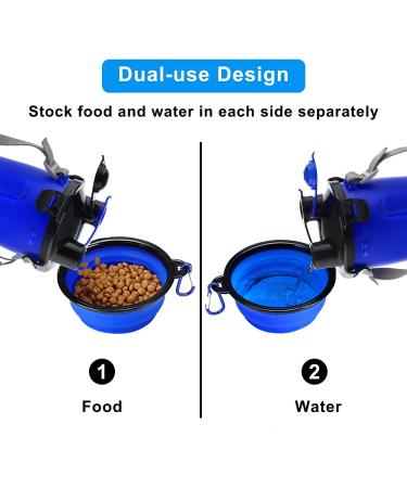 Moacc 800ml 2-in-1 Portable Water Bottle & Dog Bowl - Foldable Perfect for Camping Hiking & Training - Blue - Buy Online on GoSupps.com