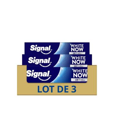 Signal SIGNAL - White Now Original Whiteness Toothpaste - 3X Whiter teeth from the first brush - Long lasting whiteness - 94% ingredients of natural origin - (3x75ml)
