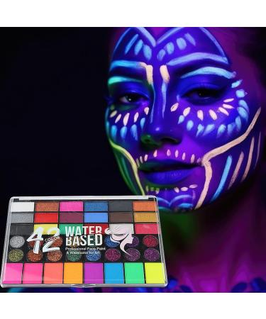 Couleur faciale - Water-based make -up | Couleur du visage bas sur l'eau | Palette de maquillage d'Halloween de 42 couleurs pour le corps du corps Couc sensible Skin pour Festival Aspect - Buy Online on GoSupps.com
